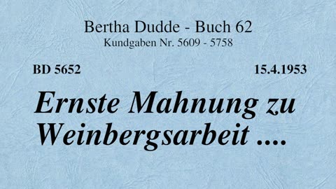 BD 5652 - ERNSTE MAHNUNG ZU WEINBERGSARBEIT ....