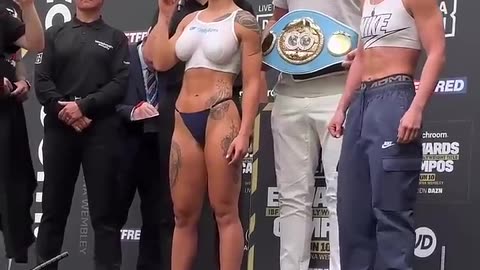 Cherneka Johnson vs. Ellie Scotney - Weigh-in Face-Off - (Matchroom Boxing: Edwards vs. Campos)