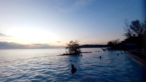 Healing at night on the pool side