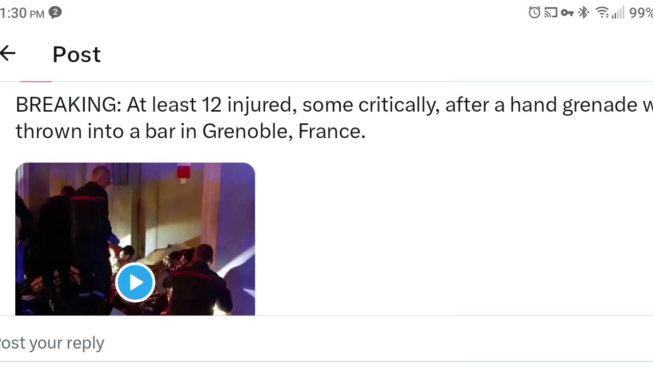 Grenade Arms Itself and Targets Bar in France