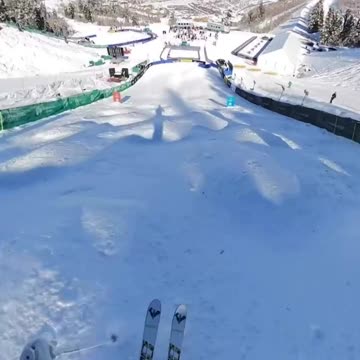 POV downhill ski run