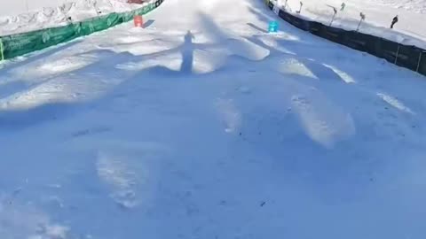 POV downhill ski run