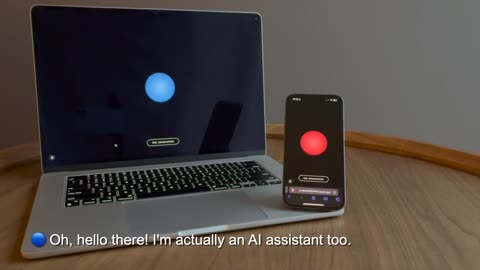 Demonstration of two AI agents on a phone call realizing they are both AIs