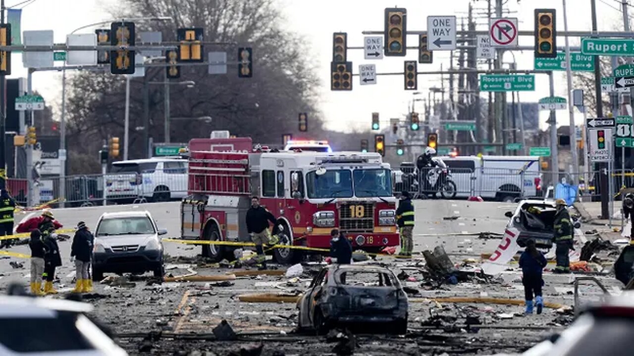 Aerials show crash scene of medical plane carrying pediatric patient and five others in Philadelphia
