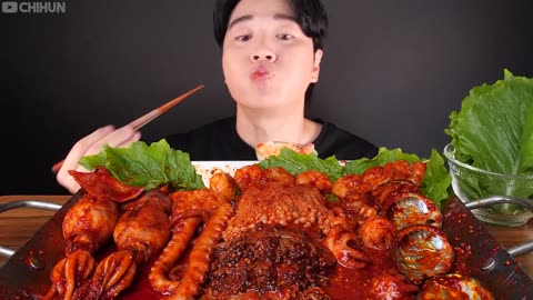 Trending: ASMR MUKBANG | SPICY SEAFOOD BOIL 🐙🦑 SQUID OCTOPUS SHRIMP ABALONE MUS
