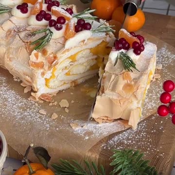 Меренговый рулет с мандарином🍊