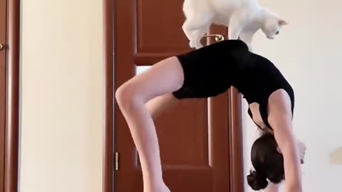 Cat Jumps on Lady During Yoga Session 🧘🐾