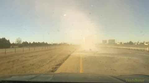 Oklahoma troopers share video of semi sideswiping disabled big rig while driver grabs water bottle