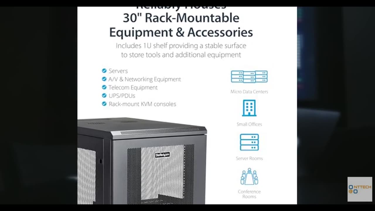 StarTech.com 4-Post 18U Server Rack Cabinet, 19" Data Rack Cabinet Kit for IT /