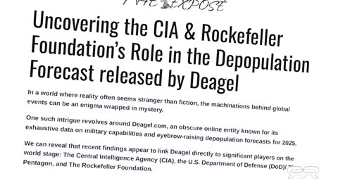 Rockefeller CIA Connections to Deagel Depopulation Forecast.