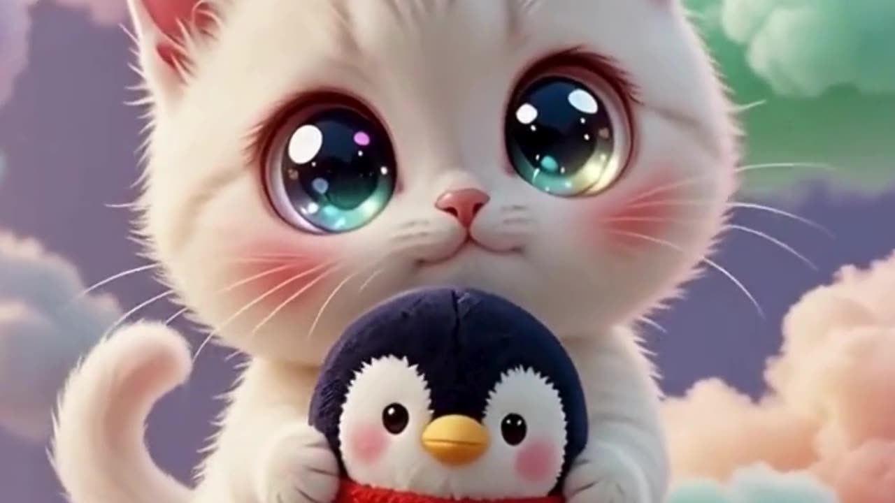 Cute Cat Dancing with Penguin Plushy 💃🐧 | Too Adorable to Handle 😍 #CuteCat #PenguinPlushy #CatDance