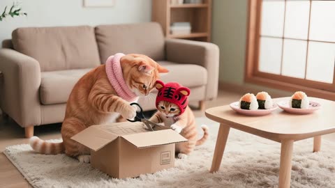 Tiger-Hat Kitten Shocked