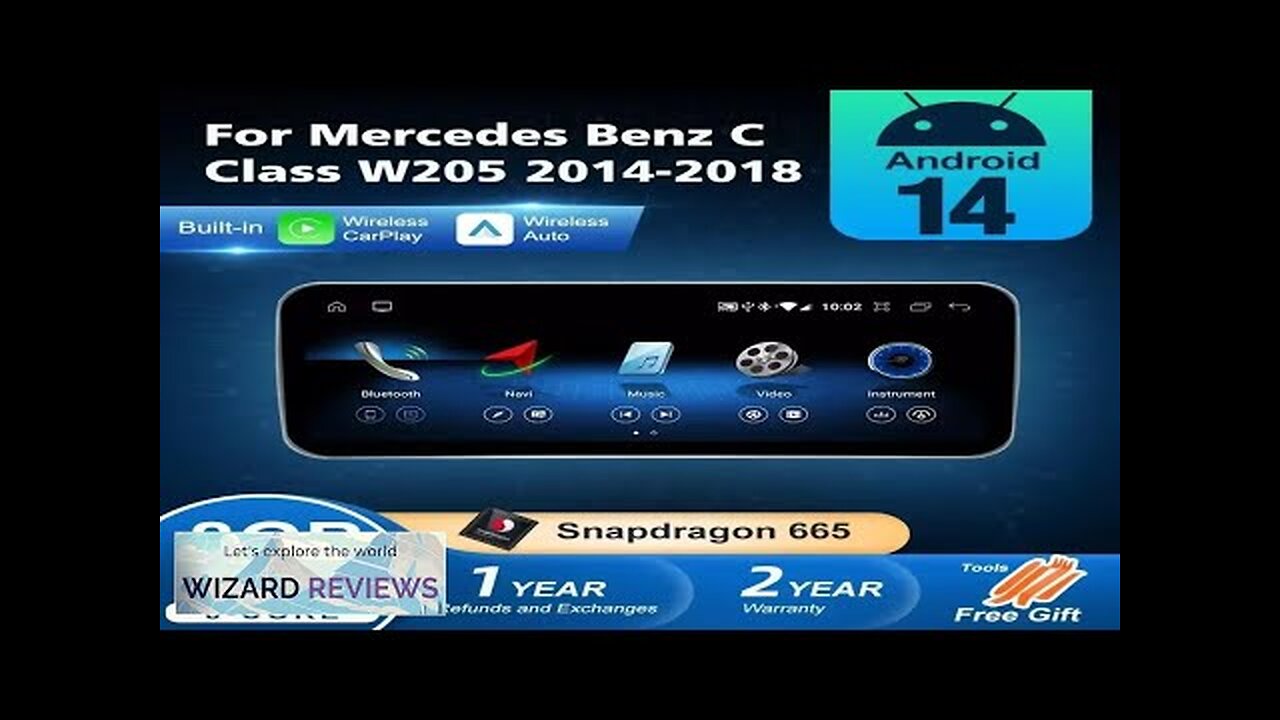 Android 14 Wireless CarPlay For Mercedes Benz C Class W205 2014-2018 Car Review