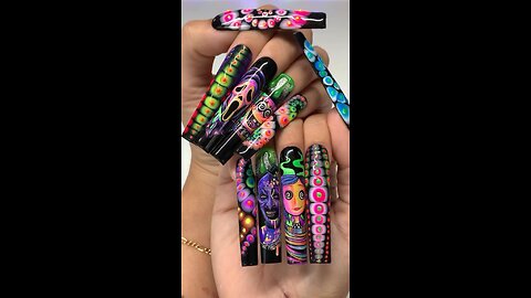 Very Long Square Nails with Multicolour Women Faces Art | Creative Nail Design 💅👩🎨
