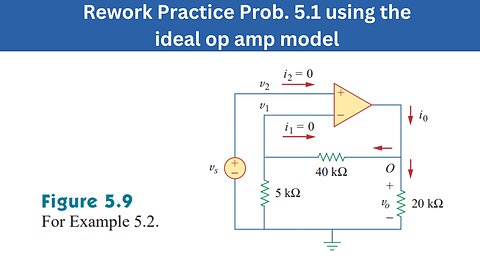 Example 5.2 | Rework Practice Prob. 5.1 using the ideal op amp model | FEC 4th Edition