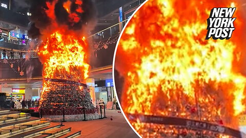 30-foot Christmas tree goes up in flames