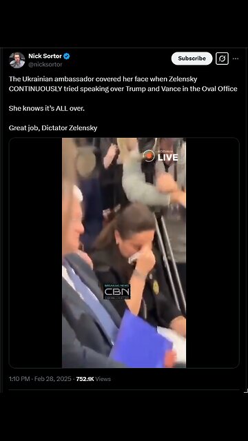 The Ukrainian ambassador covered her face when Zelensky CONTINUOUSLY tried speaking over...