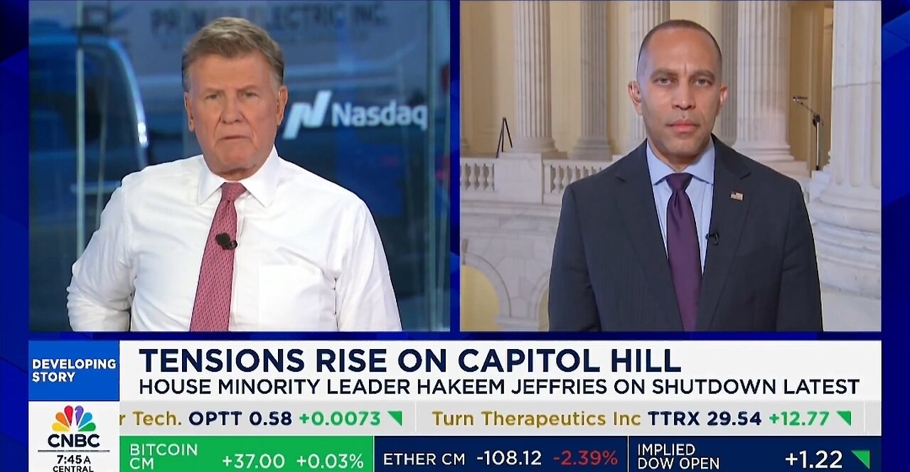 CNBC Host Points Out Hakeem Jeffries' Hypocrisy To His Face On Govt Shutdown