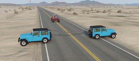 Cars vs Chained Cars in the game BeamNG.Drive