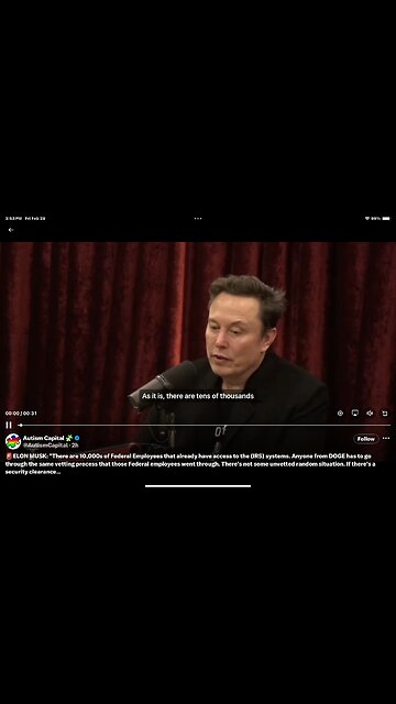 Elon on JRE (Clip) DOGE Security Clearance