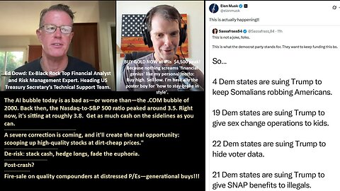 Ed Dowd: The AI bubble today is as bad as—or worse than—the .COM bubble of 2000. Get as much cash on the sidelines as you can. A severe correction is coming, and it'll create the real opportunity.