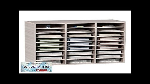 Wood Literature Organizer File Sorter Paper Storage Holder 27 Slots Grey Review