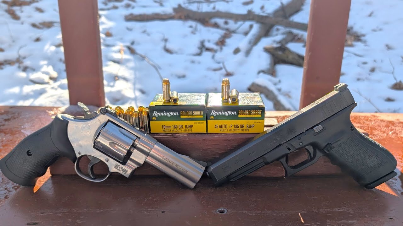 .45 ACP+P Beats 10mm 🙁 Remington Golden Saber Ballistic Gel Test (10mm Revolver)