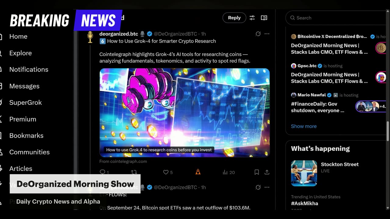 DeOrganized Morning News | Stacks Labs CMO, ETF Flows & Market Updates| @Stacks Update | 9-25 Let's Go!
