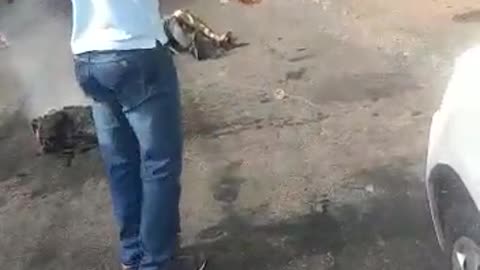 Plane crash aftermath on a residential street in brazil