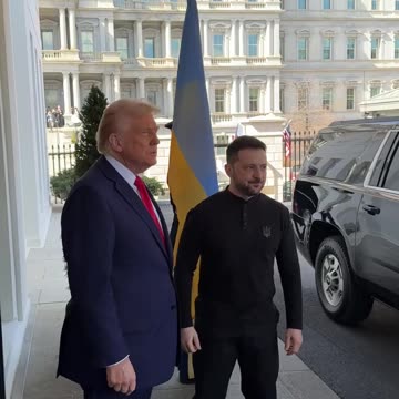 President Donald J. Trump greets Ukrainian President Zelenskyy at the White House.