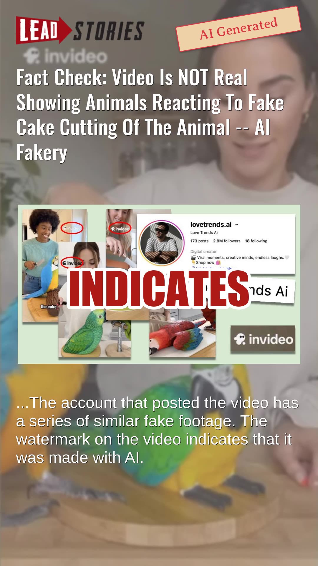 Fact Check: Video Is NOT Real Showing Animals Reacting To Fake Cake Cutting Of The Animal -- AI