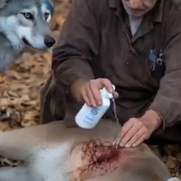 There Was A Clever Wolf Who Want Looking For An Old Man Rescue An Injured Puma Laying In The Fores