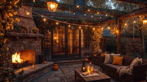 Cozy Autumn Evening Jazz – Warm Fireplace & Relaxing Vibes