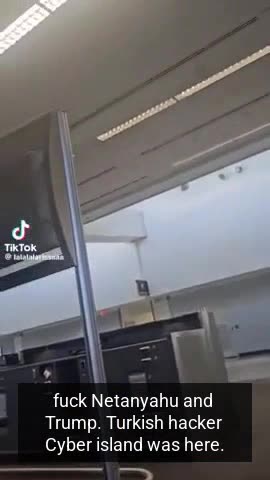 Harrisburg airport in PA. Their P.A. system was hacked saying "fk Trump! free Palestine."