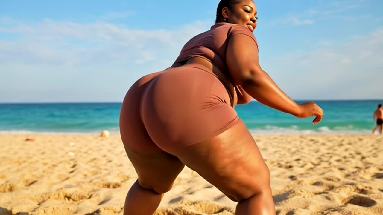 🔥 Big Booty BBW Twerking Plus Size Girls Ebony TikTok huge ass in beach