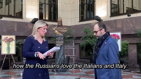 People's Diplomacy at work - Vincenzo Lorusso presenting books of signatures to Maria Zaharova