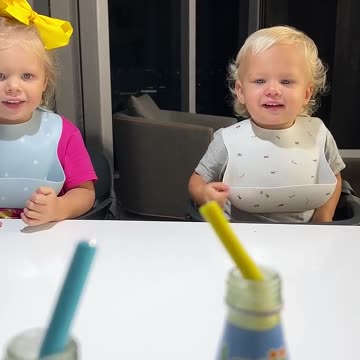 Kids are happy to try new drinks. Funny Baby video!