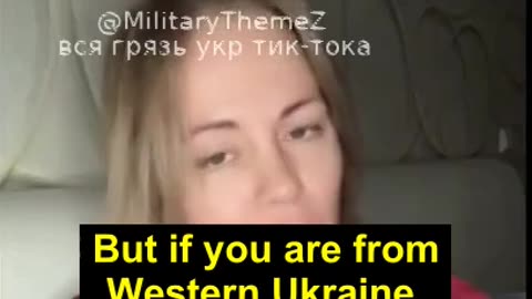 A Ukrainian woman complains