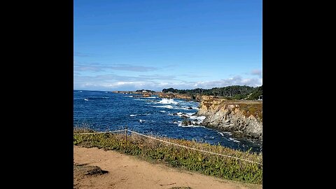 October waves crashing on rocks. Fort Bragg California. NW corner of Mendocino Botanical Gardens.
