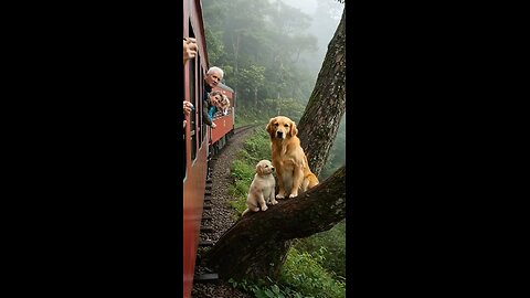 Golden Retriever Mom and Puppy Save a Train