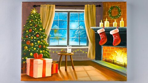 Christmas painting _ Acrylic Painting Tutorial