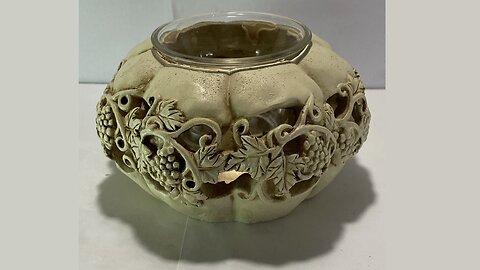 🎃RARE🎃 Thanksgiving Hobby Lobby Off-White Cream RESIN PUMPKIN Candle Holder (2015)