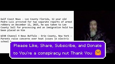 Florida-12 year old arrested for armed robbery, New York-No heat on electric school busses