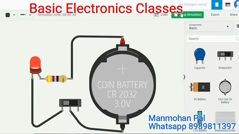 Basic Electroncs LED resistor and Switch Connection by Manmohan Pal