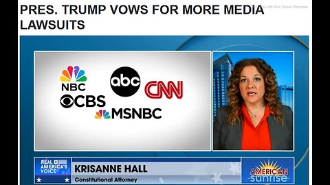 KRISANNE HALL - TRUMP VOWS MORE MEDIA LAWSUITS - TRUMP CHARGES DROPPED - STATES VIOLATE FEDERAL AUTHORITY OF ILLEGAL ALIENS- 8 mins.