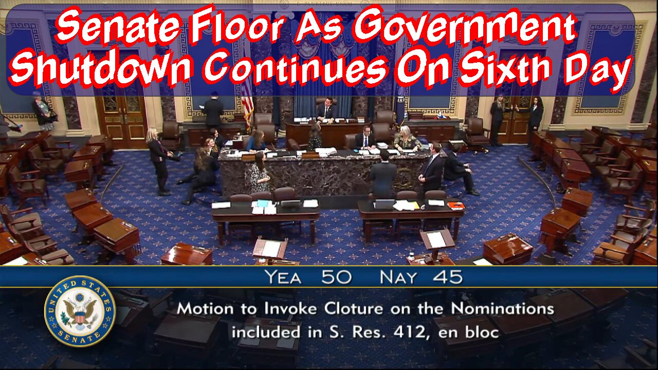 Senate floor as government shutdown continues on sixth day - October 6, 2025