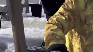 Snowboarding or wakeboarding? Riders battled slushy snow just to reach the slopes