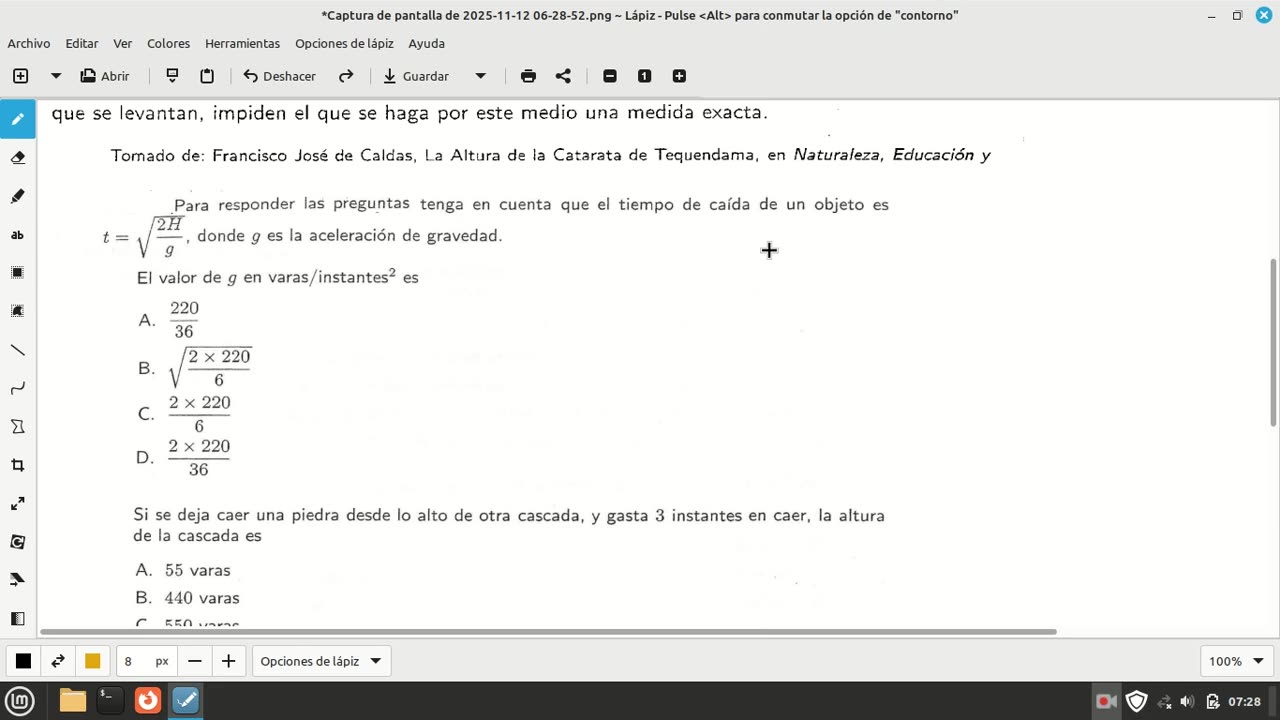 tematica comun, preguntas de física examen de admisión
