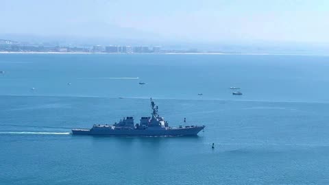 USS Preble (DDG 88) is leaving San Diego Harbour to change its homeport.