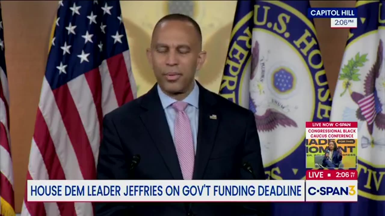 Rep. Hakeem Jeffries (D-NY) starts crying because the Trump administration has been firing